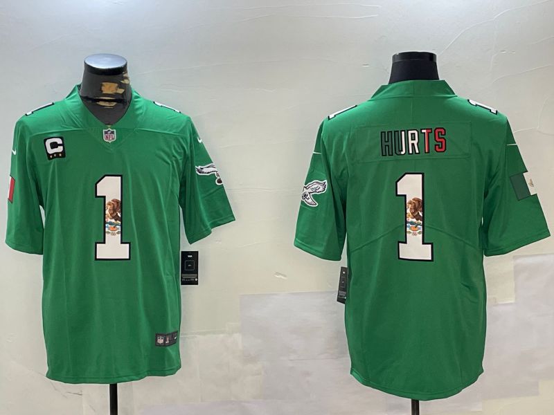 Men Philadelphia Eagles #1 Hurts Green Mexico 2024 Nike Vapor Limited NFL Jersey style 1->philadelphia eagles->NFL Jersey